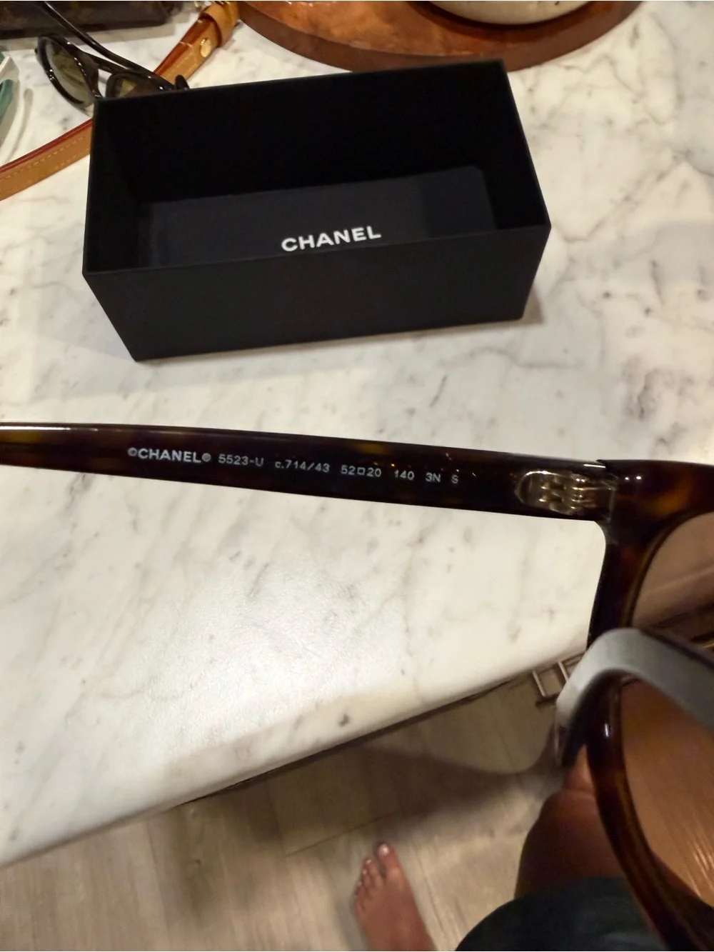 CHANEL Tortoiseshell Round Sunglasses with Gold Logo